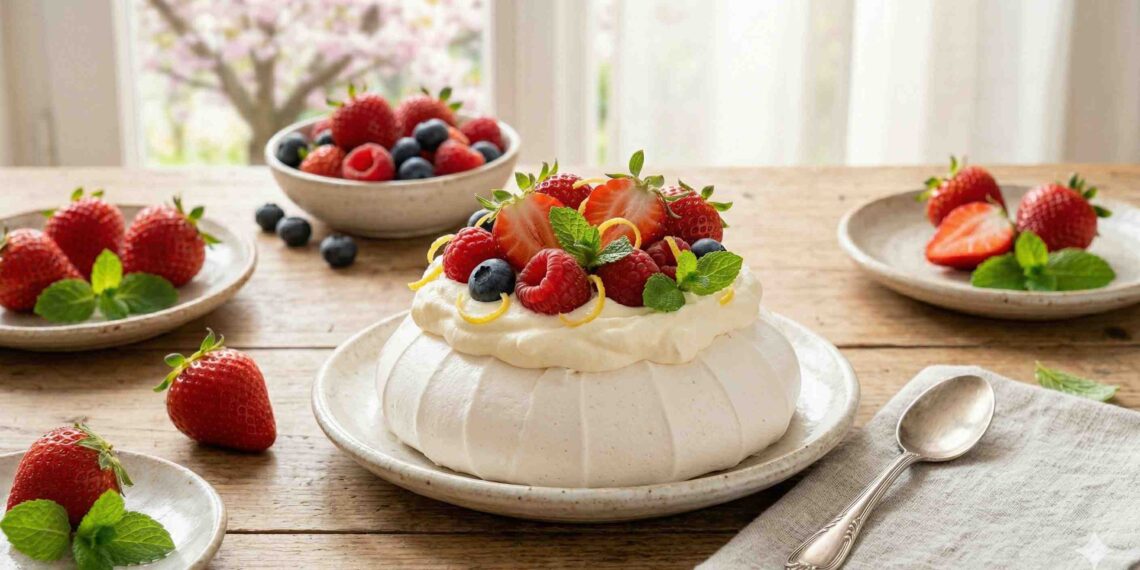 Sogno di Primavera: Pavlova ai Frutti di Bosco e Menta Fresca