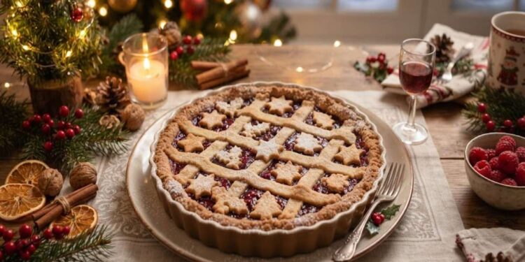 Crostata Natalizia Speziata con Confettura di Mele, Cannella e Frutti Rossi