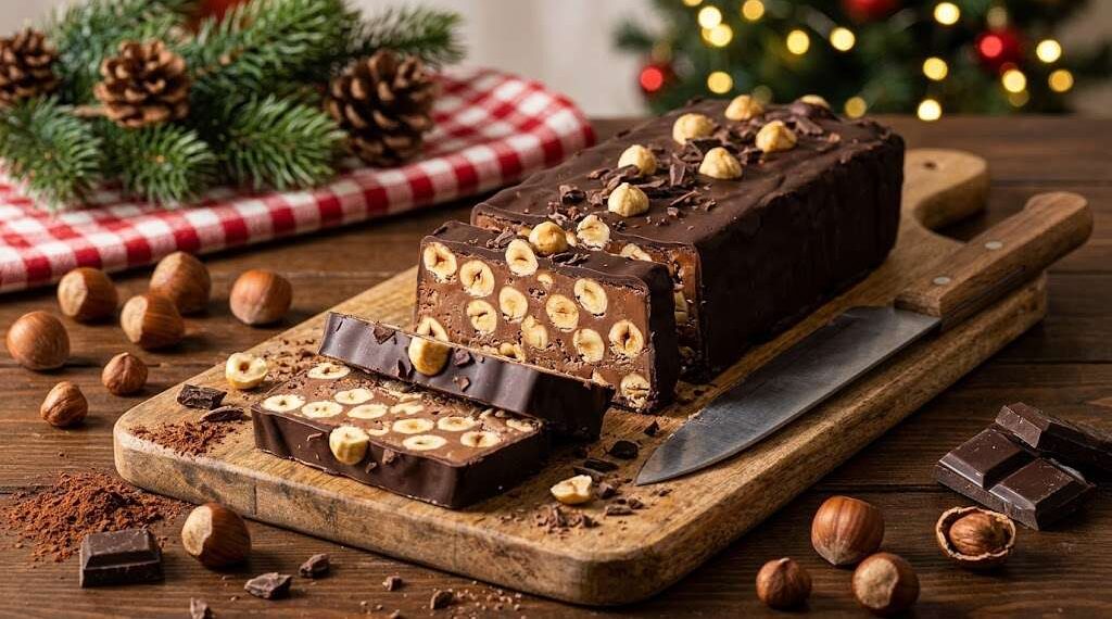 Torrone al Cioccolato e Nocciole Fatto in Casa